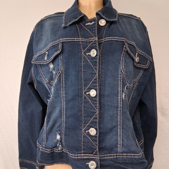 Amethyst Jeans Dark Blue Denim Jacket Size 2X - Picture 16 of 16